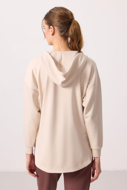 Soft Woven Hooded Oversize Women's Tunic Sweatshirt - 97302