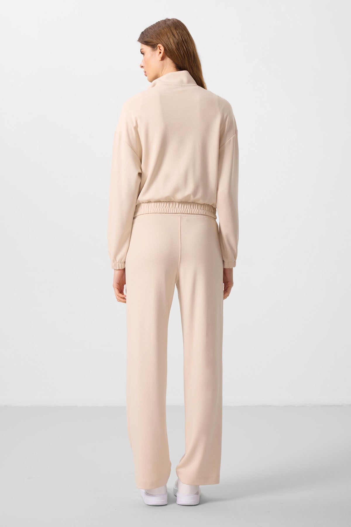 Soft Woven High Collar Oversize Elastane Women's Tracksuit Set - 95349