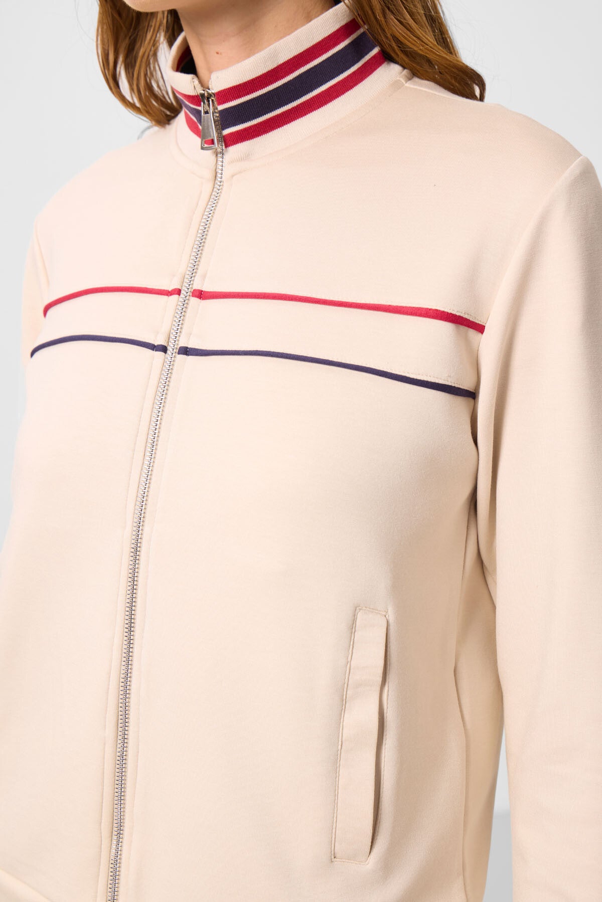 Soft Touch Knitted High Collar Oversize Women's Tracksuit Set - 95350