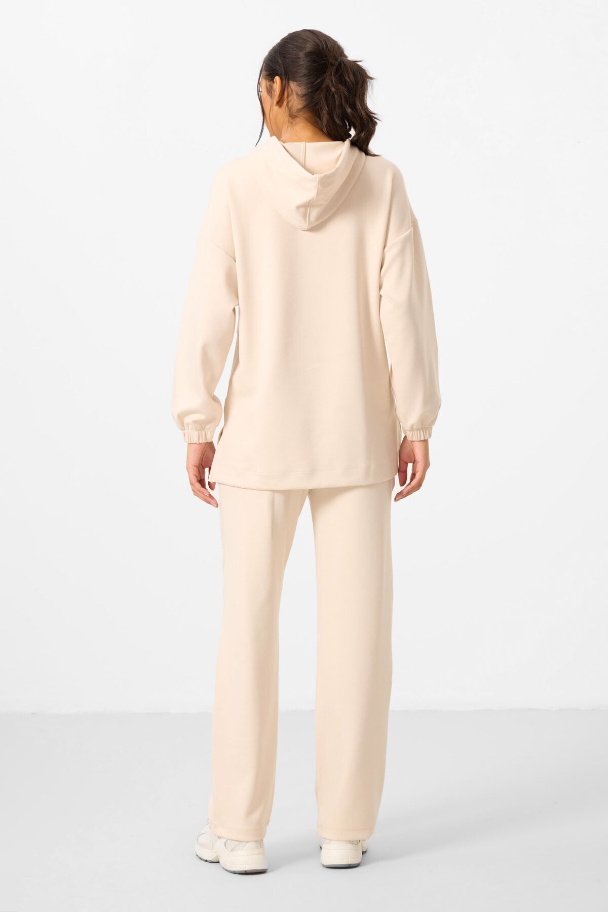 Soft Woven Hooded Oversize Women's Tracksuit Tunic Set - 95348