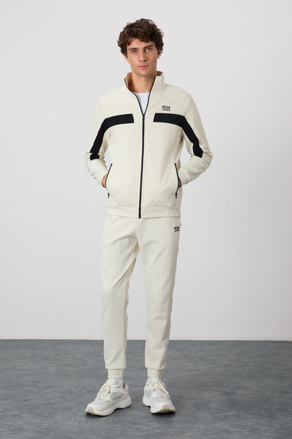 Textured Surface Standard Fit Embroidered Men's Tracksuit Set - 85248