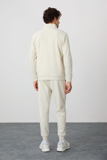 Textured Surface Standard Fit Embroidered Men's Tracksuit Set - 85248