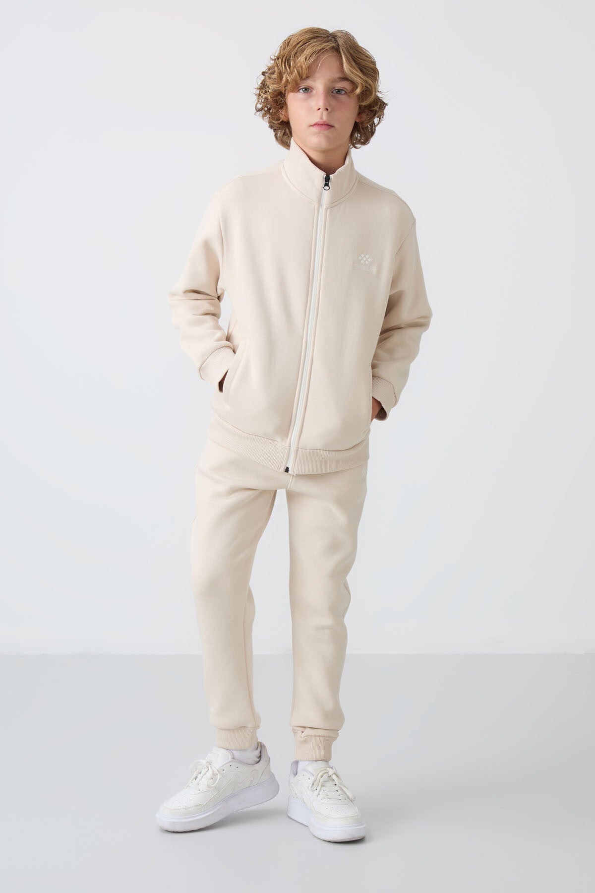Cotton Thick Inner Fleece Soft Textured Standard Fit Embroidered Boys Tracksuit Set - 11256