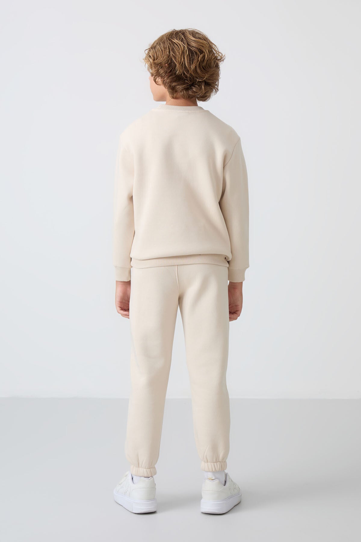 Cotton Thick Fleece-Lined Soft Textured Standard Fit Printed Boys' Tracksuit Set - 11257