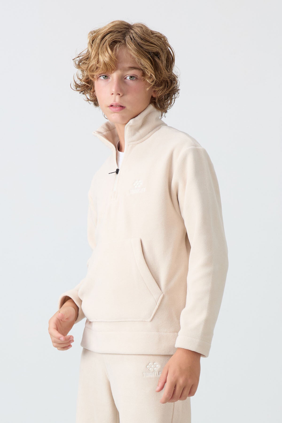Thick Soft Textured Standard Fit Embroidered Fleece Boys' Tracksuit Set - 11218