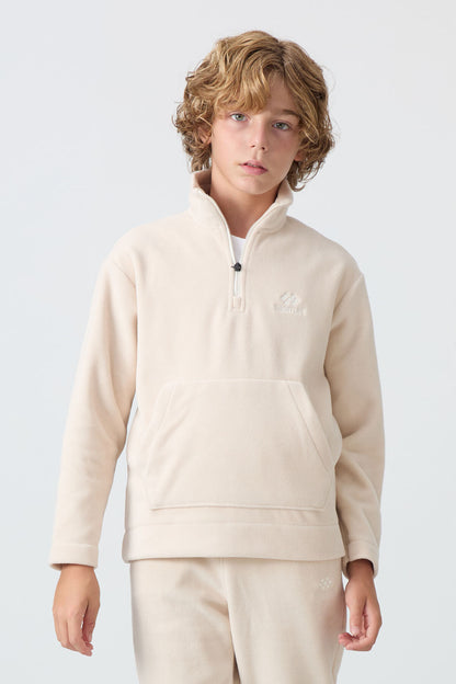 Thick Soft Textured Standard Fit Embroidered Fleece Boys' Tracksuit Set - 11218