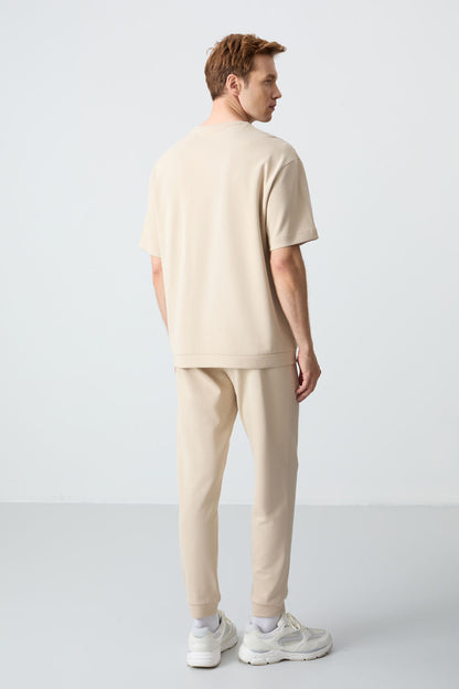 Cotton Thick Soft Textured Oversize Fit Basic Men's Tracksuit Set - 85261