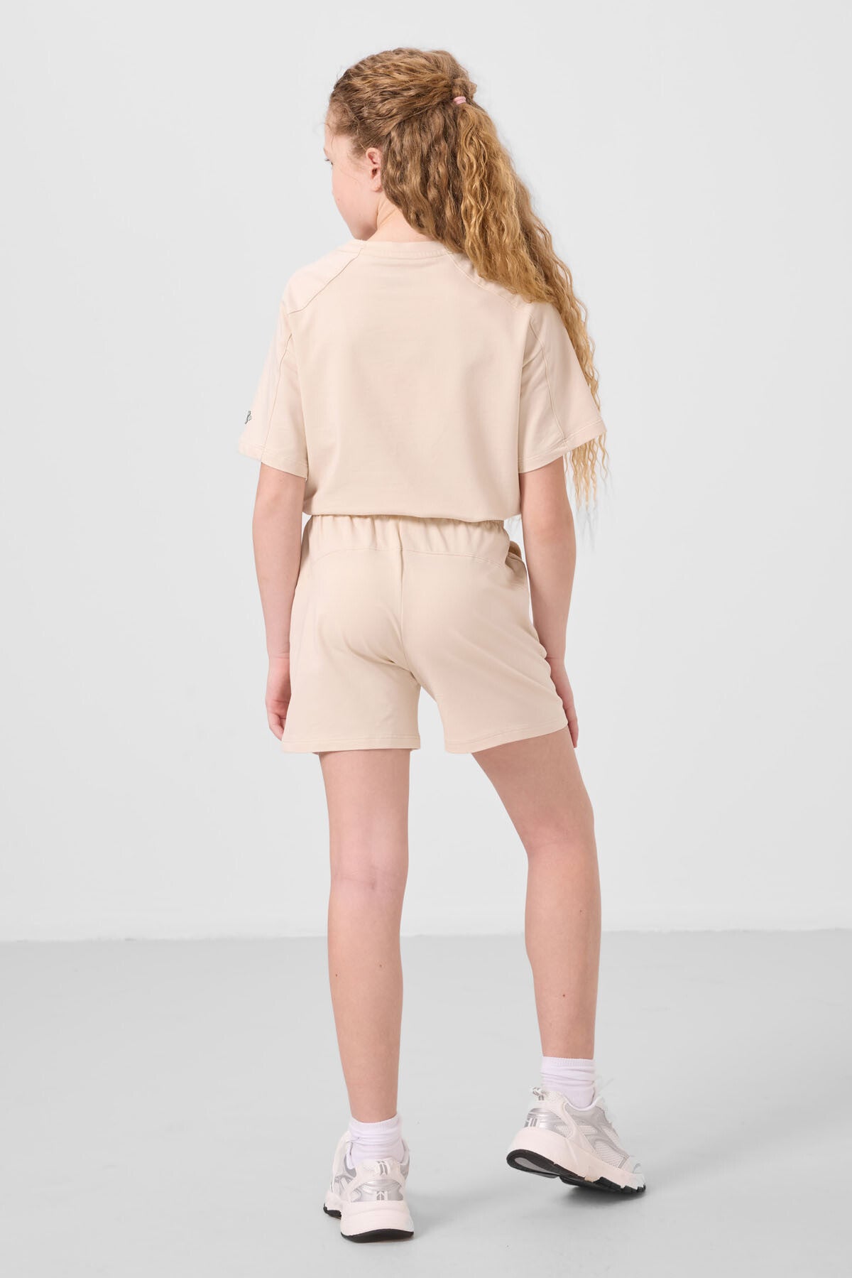 Beige cotton soft-weave Standard Fit Basic Girls Shorts Set - 75184