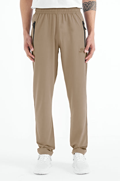 Men's Zip-Up Three-Pocket Standard Fit Classic Hem Tracksuit Bottom - 84768