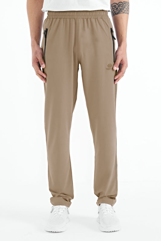 Men's Zip-Up Three-Pocket Standard Fit Classic Hem Tracksuit Bottom - 84768