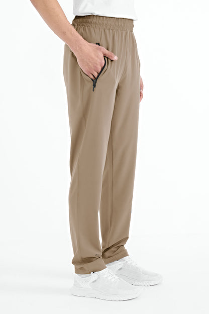 Men's Zip-Up Three-Pocket Standard Fit Classic Hem Tracksuit Bottom - 84768