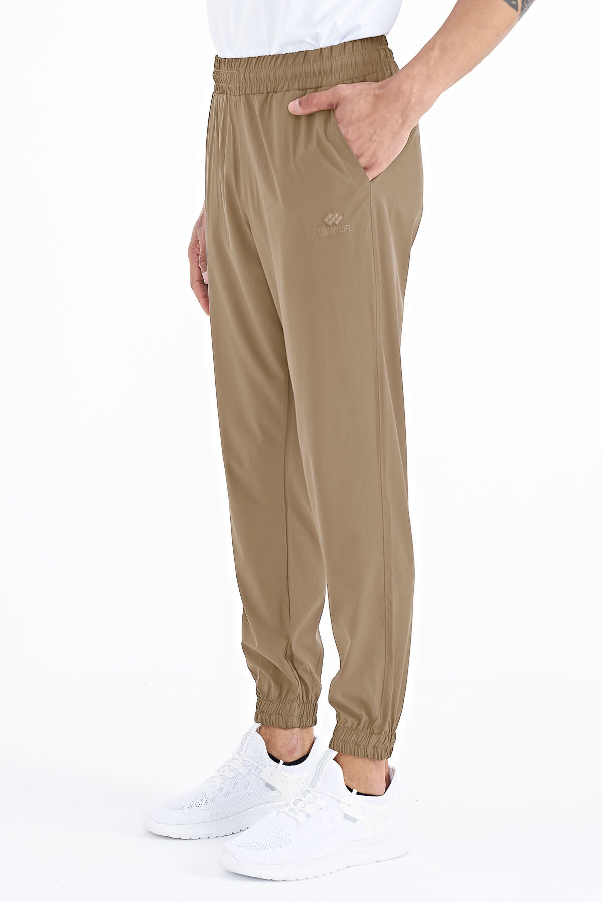 Men's Basic Pocketed Laced Comfortable Elastic Bottom Tracksuit Pants - 84826