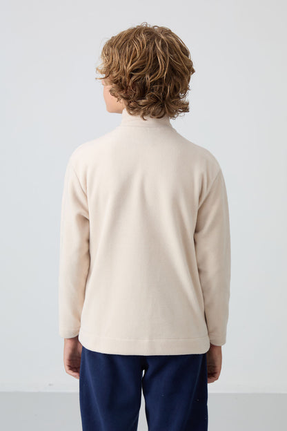 Thick, Soft Textured Standard Fit Embroidered Fleece Boys' Sweatshirt - 11223