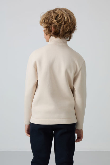 Cotton Thick Inner Fleece Soft Textured Standard Fit Embroidered Boys' Sweatshirt - 11245