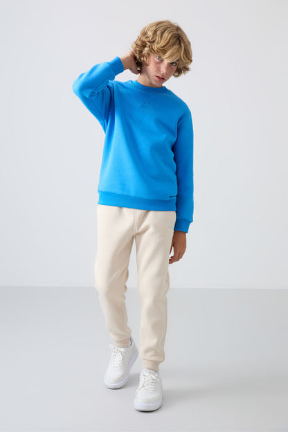 Cotton Thick Inner Fluffy Soft Textured Standard Fit Embroidered Boys Tracksuit Bottom - 11224