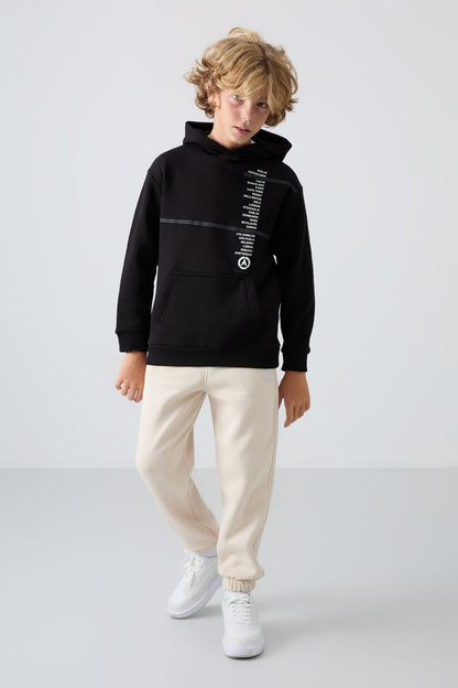 Cotton Thick Inner Fleece Soft Textured Standard Fit Printed Boys' Tracksuit Bottom - 11225