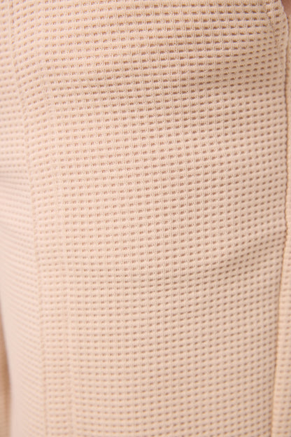 Beige cotton soft woven Standard Fit Basic Shorts - 11289