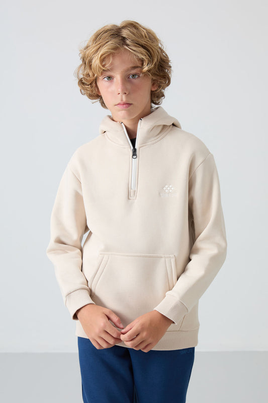 Cotton Thick Inner Fleece Soft Textured Standard Fit Embroidered Boys' Sweatshirt - 11244
