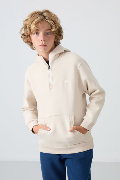 Cotton Thick Inner Fleece Soft Textured Standard Fit Embroidered Boys' Sweatshirt - 11244