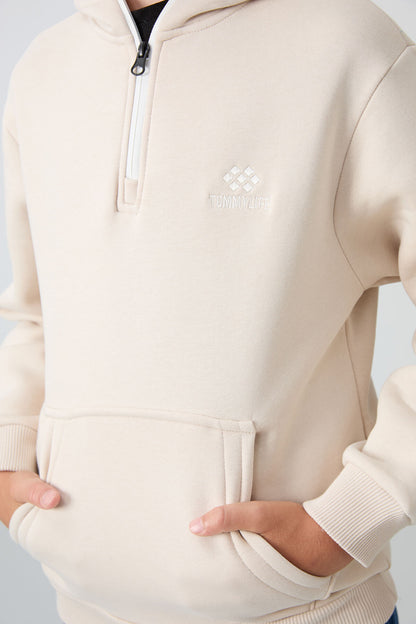 Cotton Thick Inner Fleece Soft Textured Standard Fit Embroidered Boys' Sweatshirt - 11244