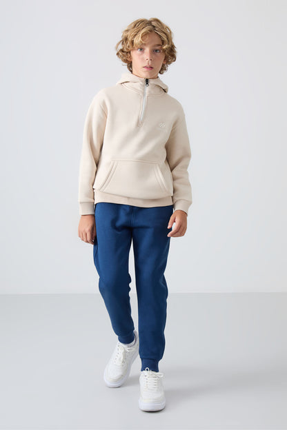 Cotton Thick Inner Fleece Soft Textured Standard Fit Embroidered Boys' Sweatshirt - 11244