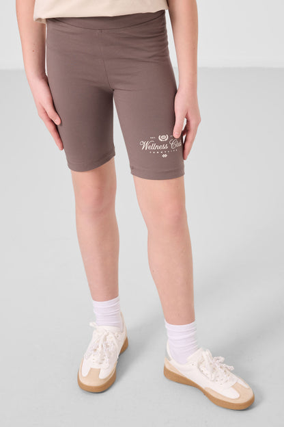 Beige-brown cotton O Collar Standard Fit Printed Girls Tights Set - 75190