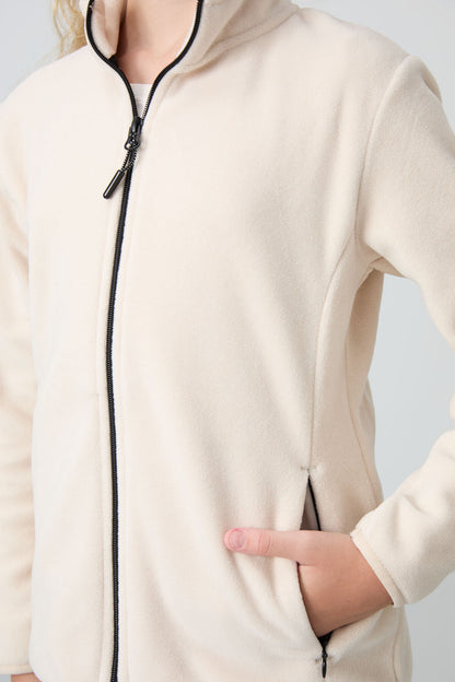 Thick Soft Textured Standard Fit Embroidered Fleece Girls' Sweatshirt - 75154