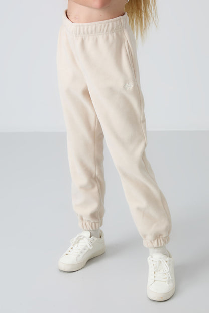 Thick, Soft Textured Standard Fit Embroidered Fleece Girls' Tracksuit Bottom - 75155
