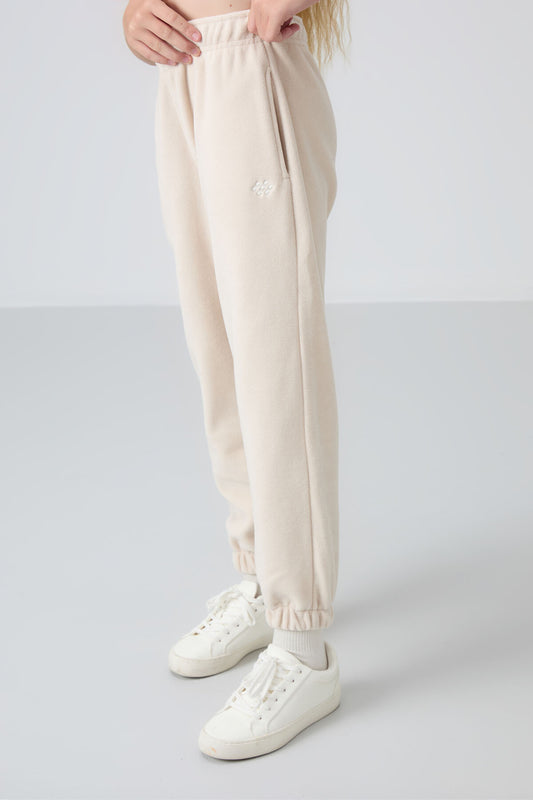 Thick, Soft Textured Standard Fit Embroidered Fleece Girls' Tracksuit Bottom - 75155