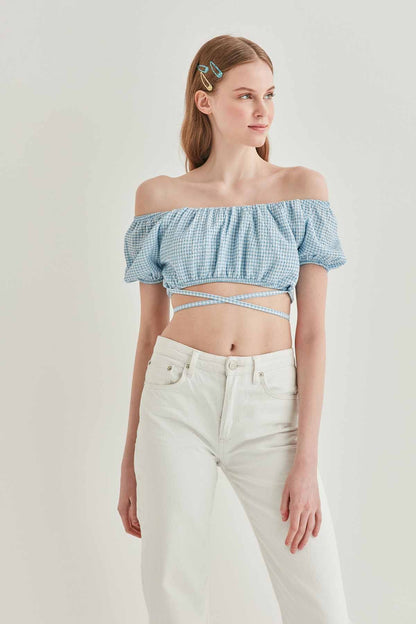 WAIST LACED MINI BLOUSE