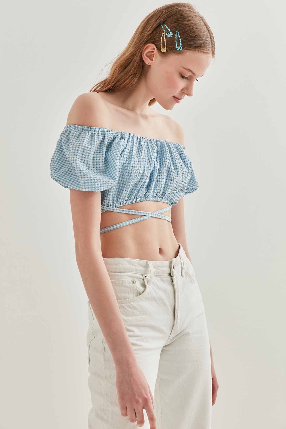 WAIST LACED MINI BLOUSE