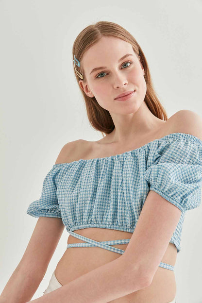 WAIST LACED MINI BLOUSE