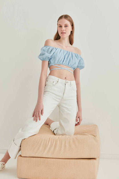 WAIST LACED MINI BLOUSE