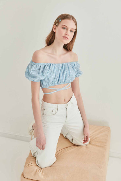 WAIST LACED MINI BLOUSE