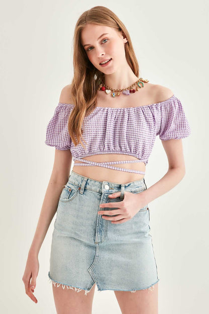 WAIST LACED MINI BLOUSE