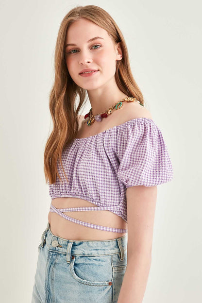 WAIST LACED MINI BLOUSE