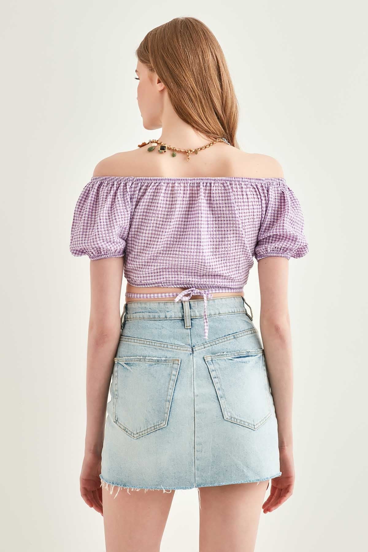 WAIST LACED MINI BLOUSE