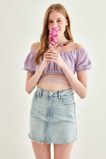 WAIST LACED MINI BLOUSE