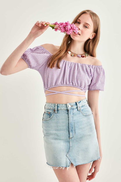 WAIST LACED MINI BLOUSE