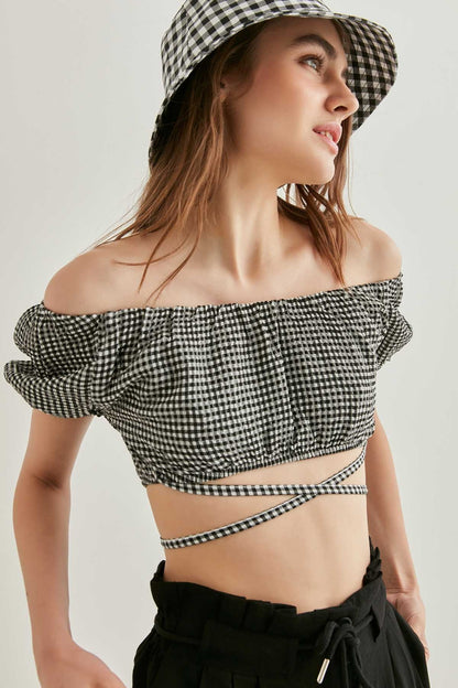 WAIST LACED MINI BLOUSE