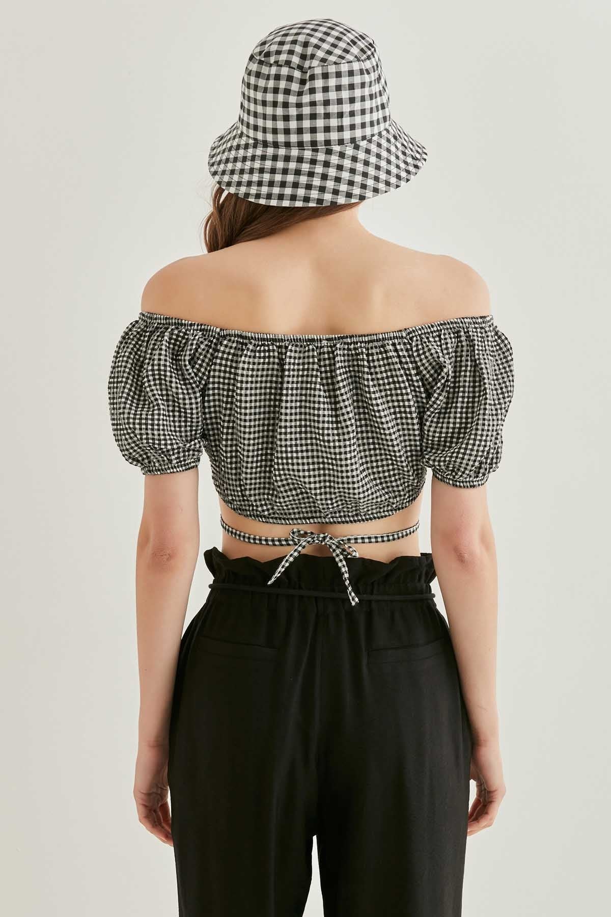 WAIST LACED MINI BLOUSE