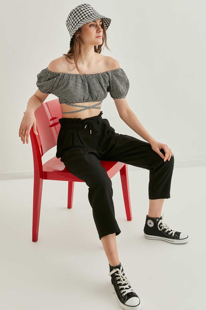 WAIST LACED MINI BLOUSE