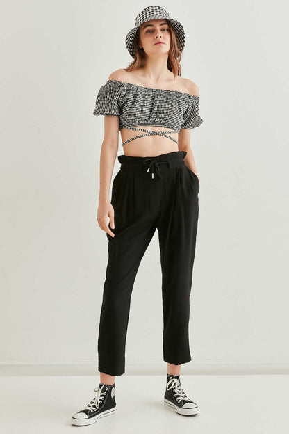 WAIST LACED MINI BLOUSE