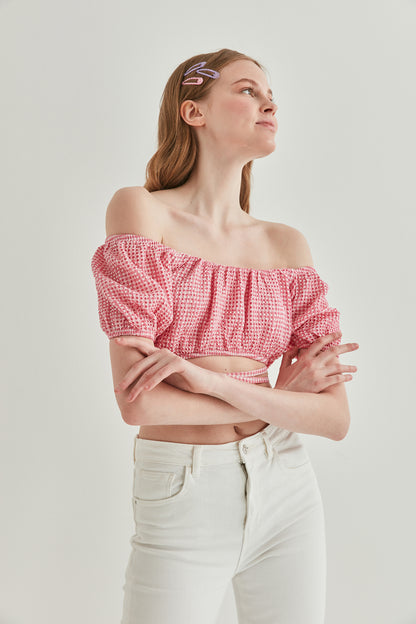 WAIST LACED MINI BLOUSE