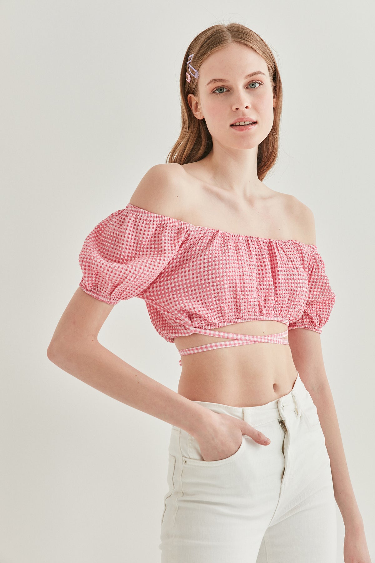 WAIST LACED MINI BLOUSE