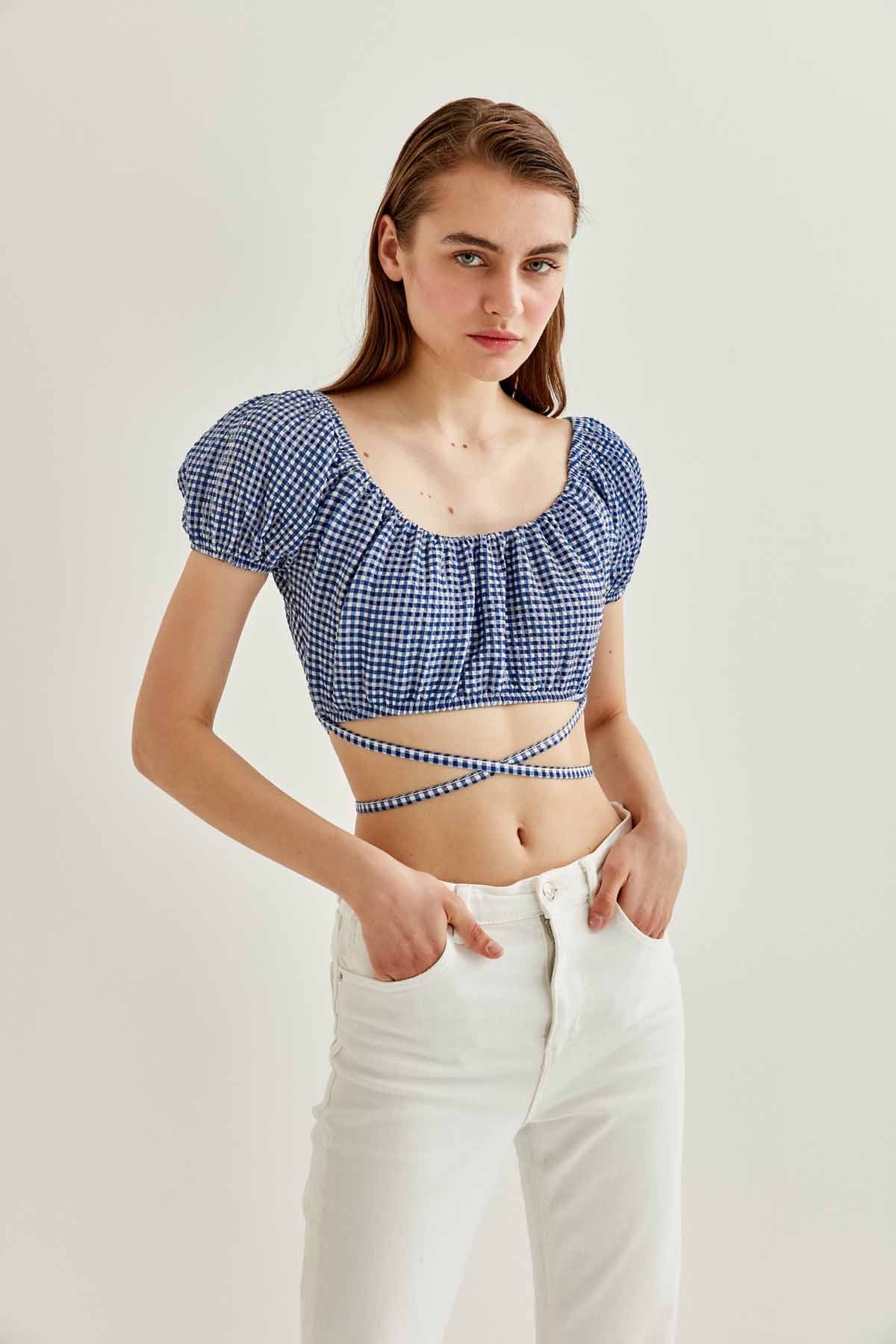 WAIST LACED MINI BLOUSE