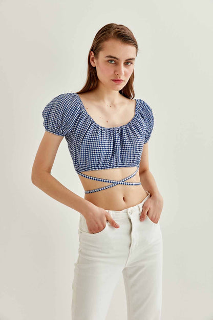 WAIST LACED MINI BLOUSE