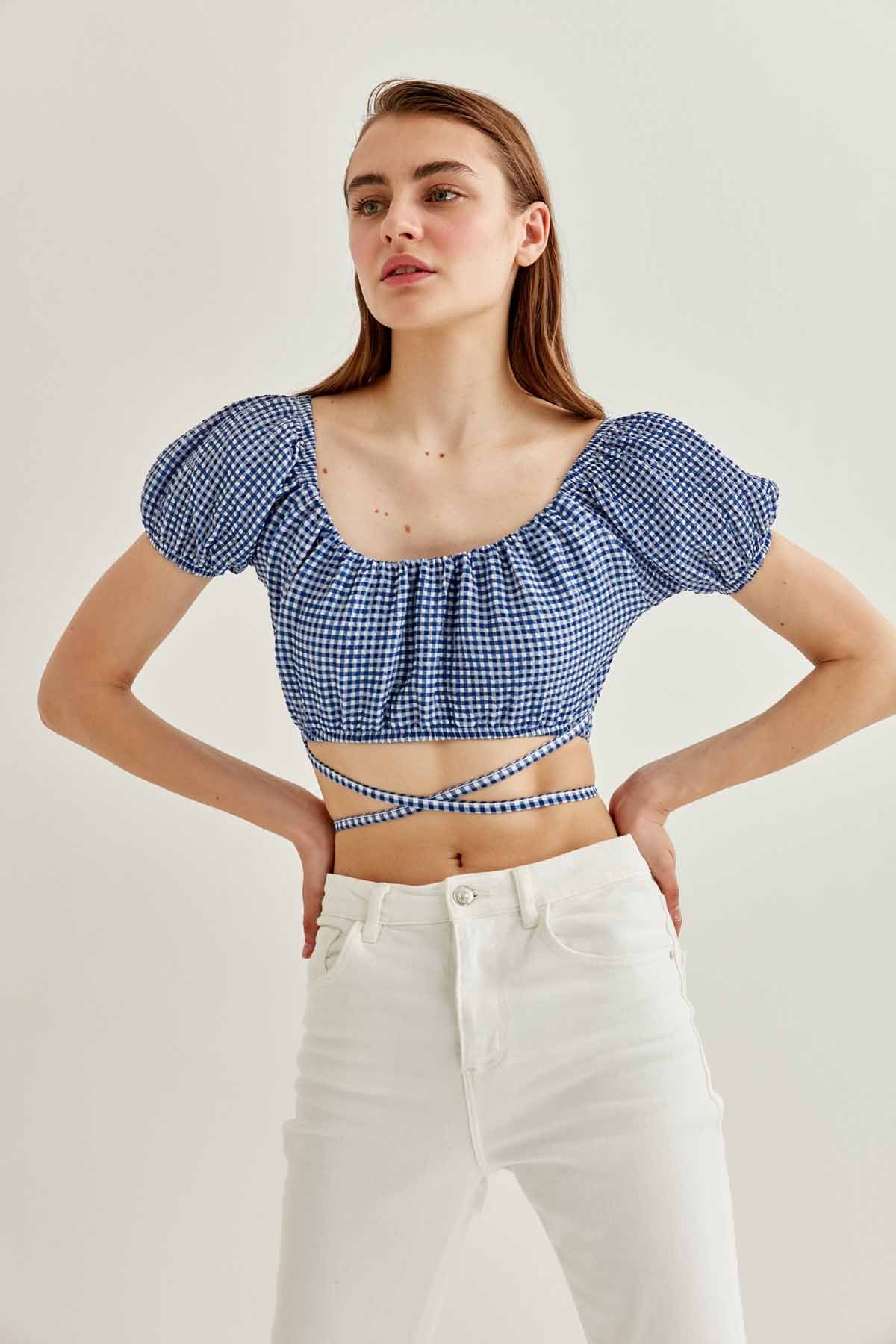 WAIST LACED MINI BLOUSE