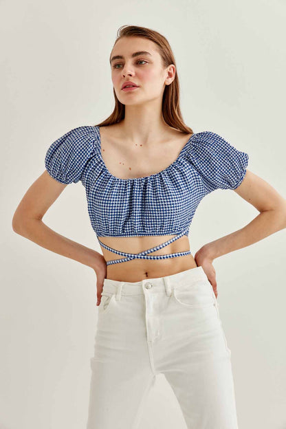 WAIST LACED MINI BLOUSE