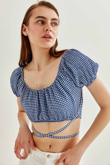 WAIST LACED MINI BLOUSE